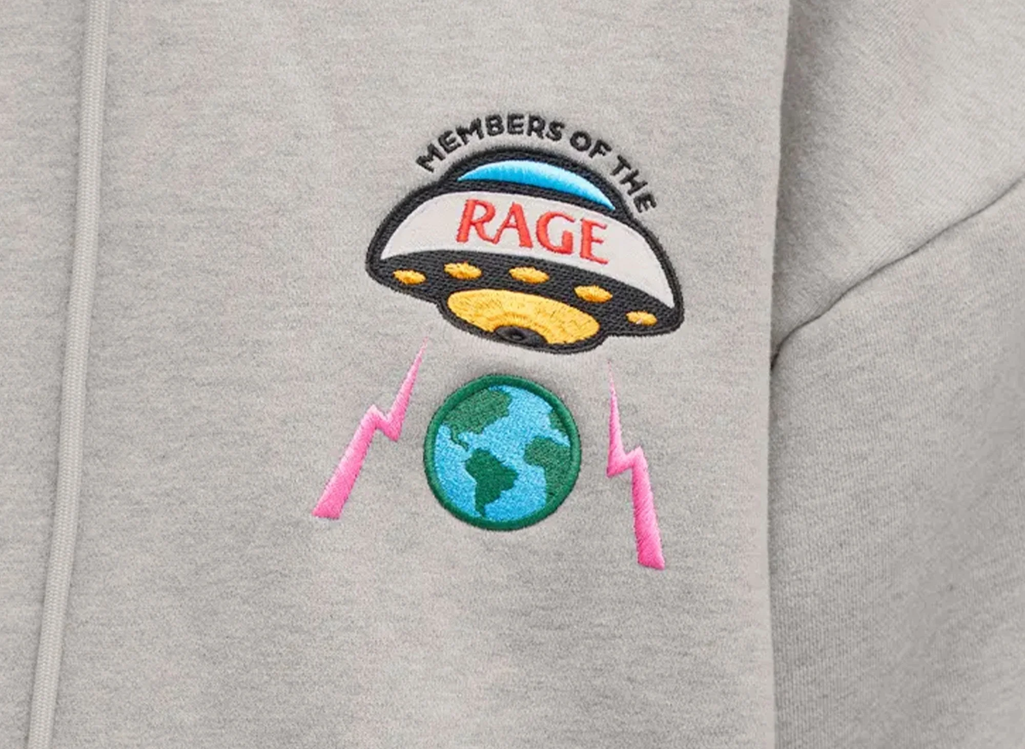 Members Of The Rage Distressed Small Logo Hoodie in Grey - Image 2